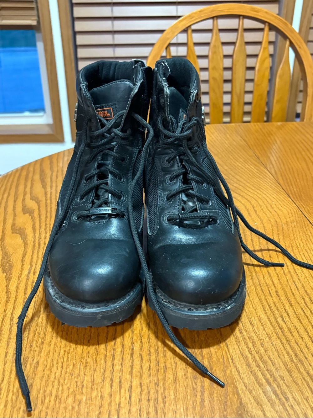 Black Lace Up/Velcro side Harley Davidson Boots
